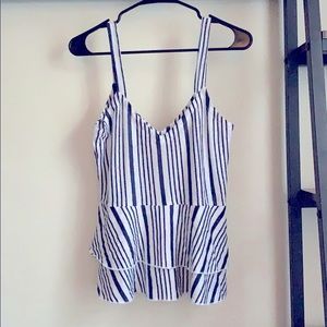 Stripped cotton blouse tank top